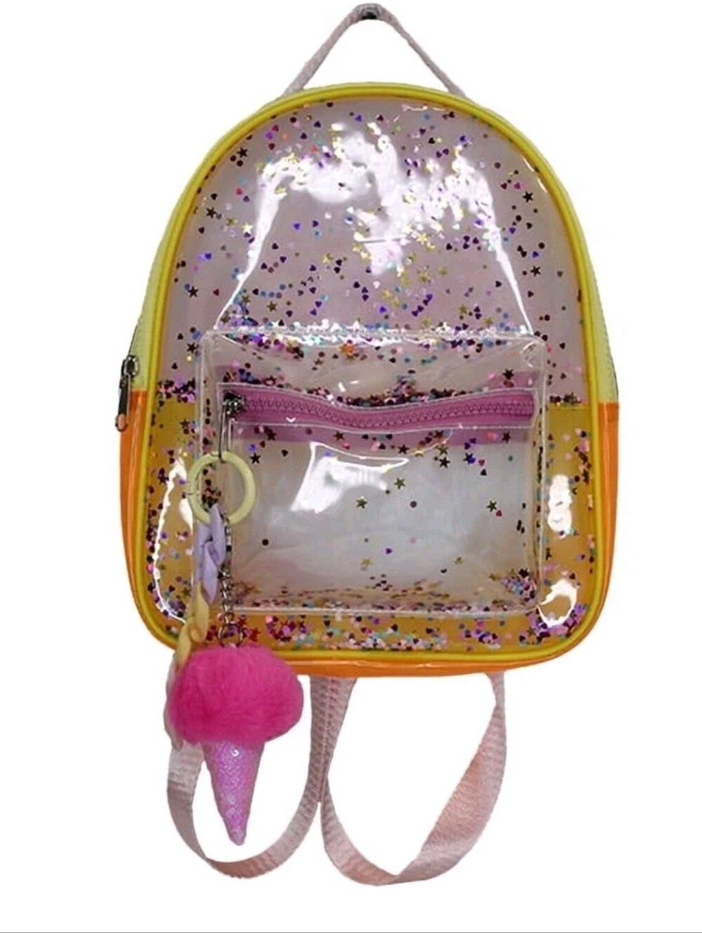 NWT! Wonder Nation Yellow Pink Multicolor Confetti Clear Mini Back Pack NEW